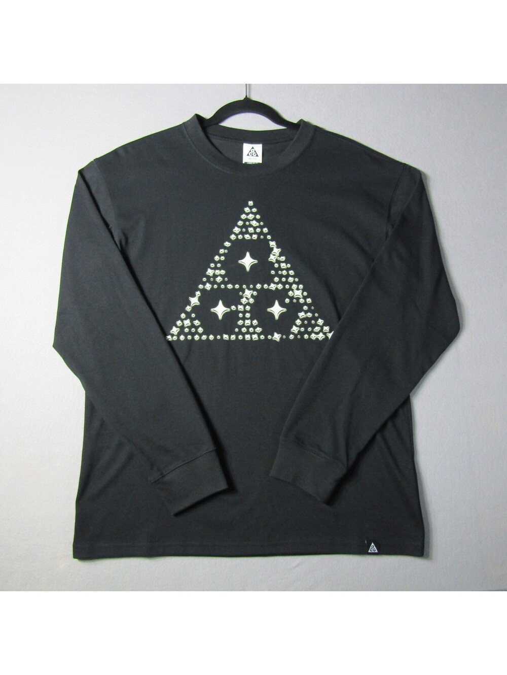 Nike ACG LS T-Shirt Men's S Black Sparkle Triangle Logo Luminescent
